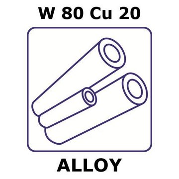 TUNGSTEN-COPPER ALLOY, W80CU20, 180MM T&