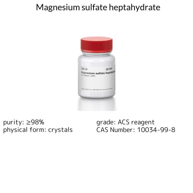 MAGNESIUM SULFATE HEPTAHYDRATE, 98+%, &