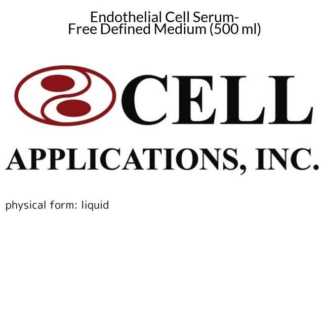 Endothelial Cell Serum-Free Defined Medium